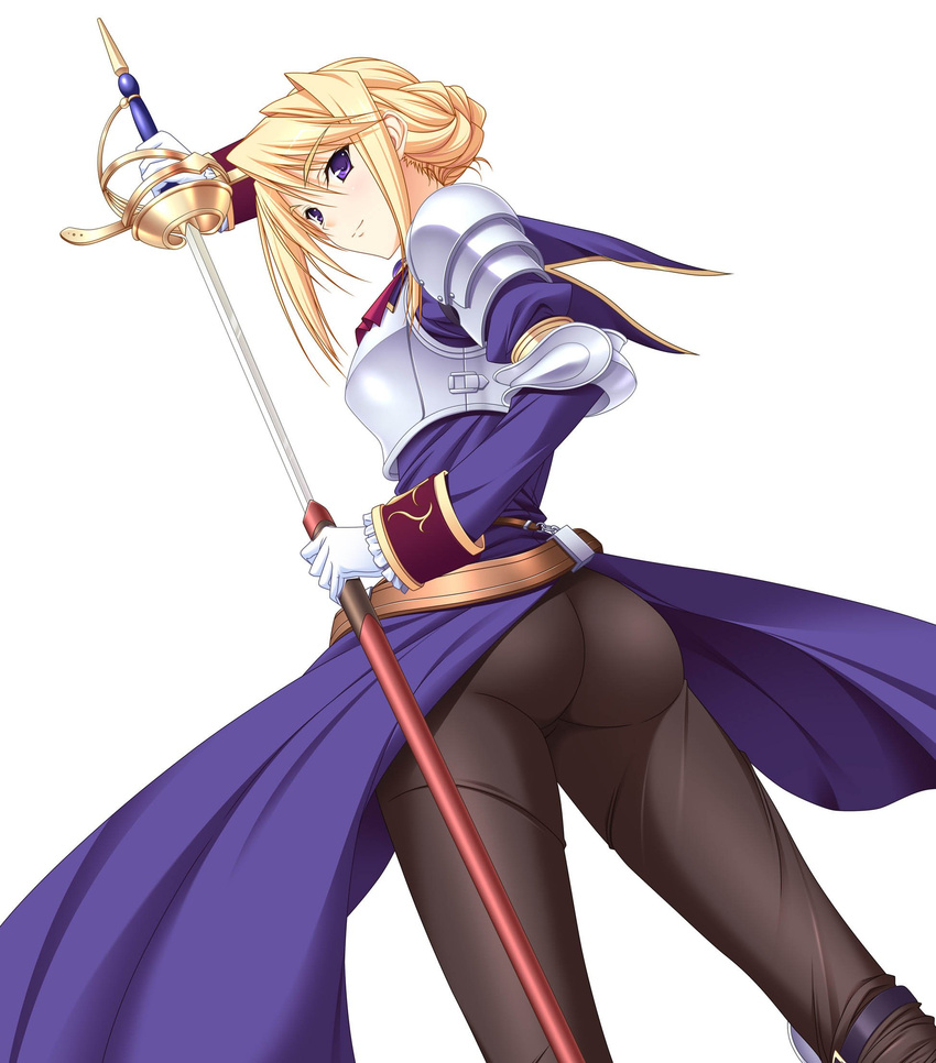 armor blonde blue_eyes komori_kei oshiri princess_lover! silvia_van_hossen sword