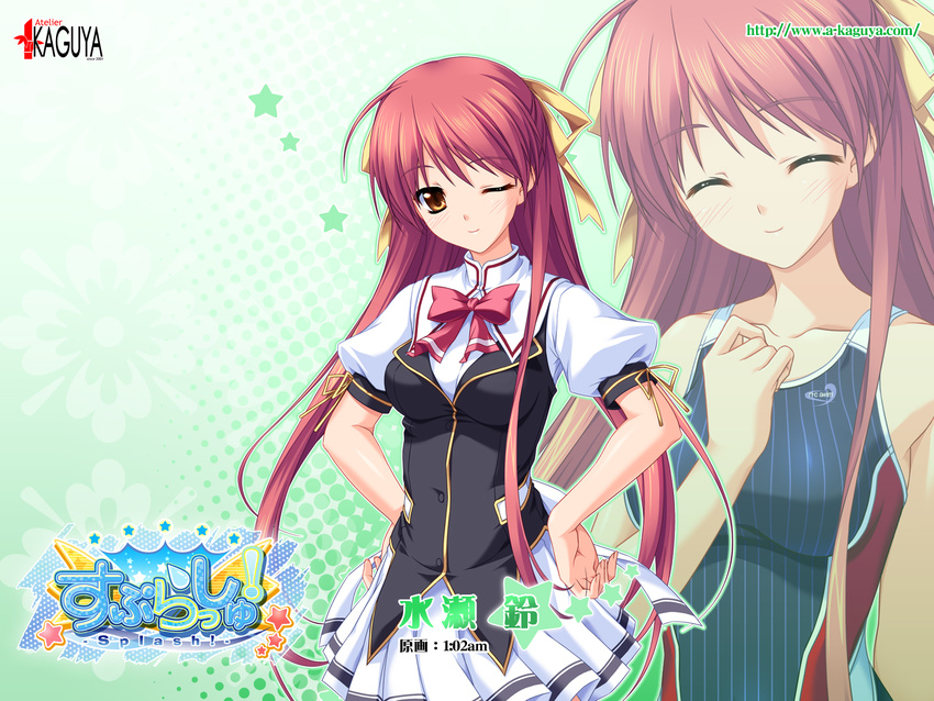 1:02am atelier_kaguya minase_rin_(splash!) mizugi school_uniform splash! thighhighs wallpaper