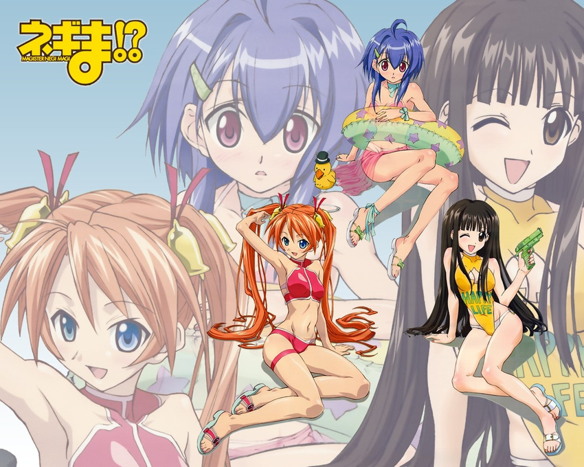 bikini heterochromia high_res kagurazaka_asuna konoe_konoka mahou_sensei_negima! miyazaki_nodoka mizugi wallpaper