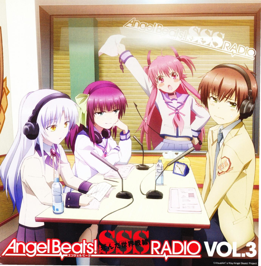 angel_beats! headphones ooyama_(angel_beats!) photoshop recording_studio tenshi_(angel_beats!) yui_(angel_beats!) yurippe