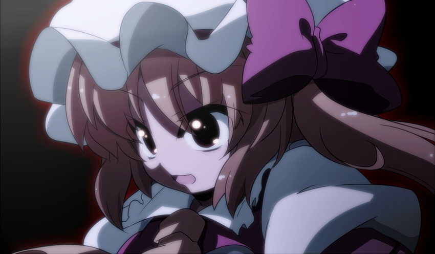 anime_coloring close-up dark face fake_screenshot flandre_scarlet hat oka_(bananashoe) solo touhou