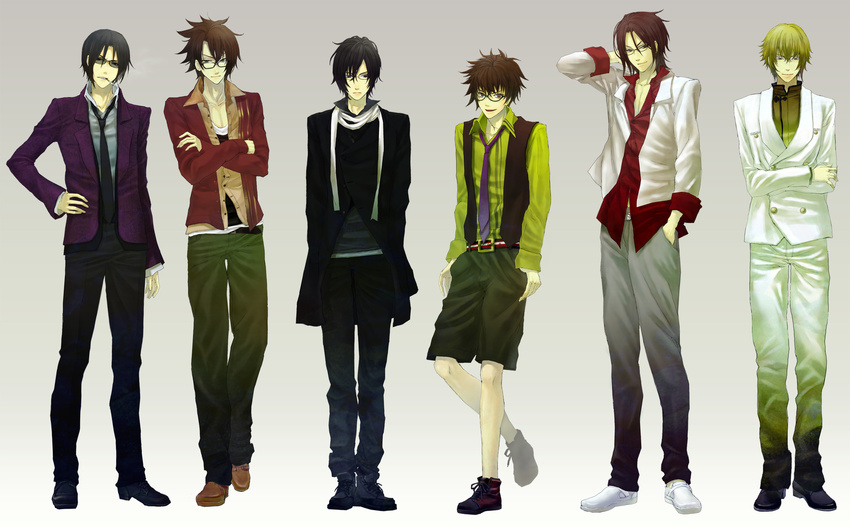 bespectacled hakuouki_shinsengumi_kitan harada_sanosuke_(hakuouki) hijikata_toshizou kazama_chikage machi555 male megane okita_souji_(hakuouki) saito_hajime_(hakuouki) toudou_heisuke