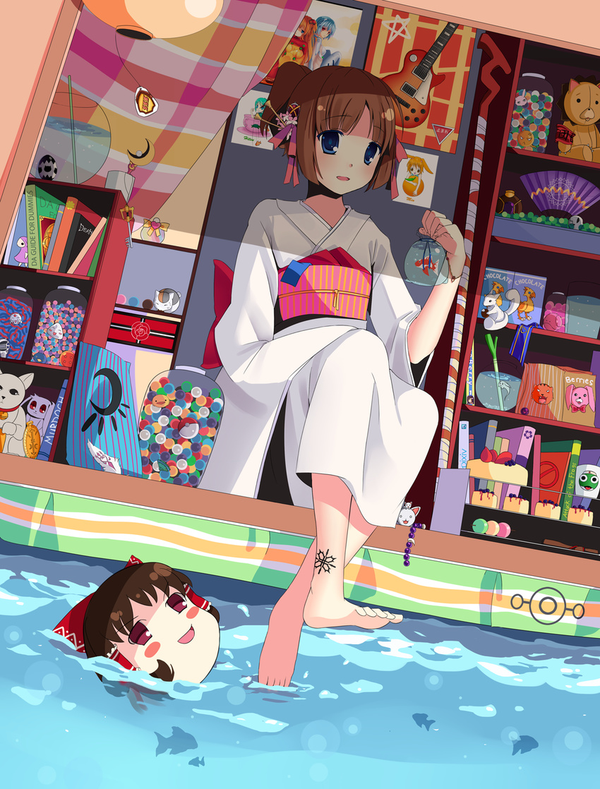 alastor_(shakugan_no_shana) angel_beats! ayanami_rei azumanga_daiou bad_id bad_pixiv_id bag bagged_fish barefoot beyblade bishoujo_senshi_sailor_moon bleach blue_eyes brown_hair cameo cardcaptor_sakura chobits chocobo chrono_crusade clow_card code_geass dango death_note digimon digivice disgaea dnangel dragon_ball dragon_ball_(object) dutch_angle electric_guitar feathers feet final_fantasy fish food fruits_basket full_moon_wo_sagashite fullmetal_alchemist goldfish guitar gundam hakurei_reimu heart_no_kuni_no_alice hibird highres hitsukuya instrument inuyasha japanese_clothes k-on! katekyo_hitman_reborn! keroro keroro_gunsou kimono kon mahou_sensei_negima! maneki-neko meroko_yui meroko_yui_(bunny) mokona naruto naruto_(series) natsume_yuujinchou neon_genesis_evangelion nyanko original pandora_hearts pixiv poke_ball pokemon ponytail poster_(object) rebuild_of_evangelion sanshoku_dango shakugan_no_shana short_hair skewer solo souryuu_asuka_langley spring_onion staff tengen_toppa_gurren_lagann touhou tsubasa_chronicle vampire_knight wagashi water yukata yukkuri_shiteitte_ne