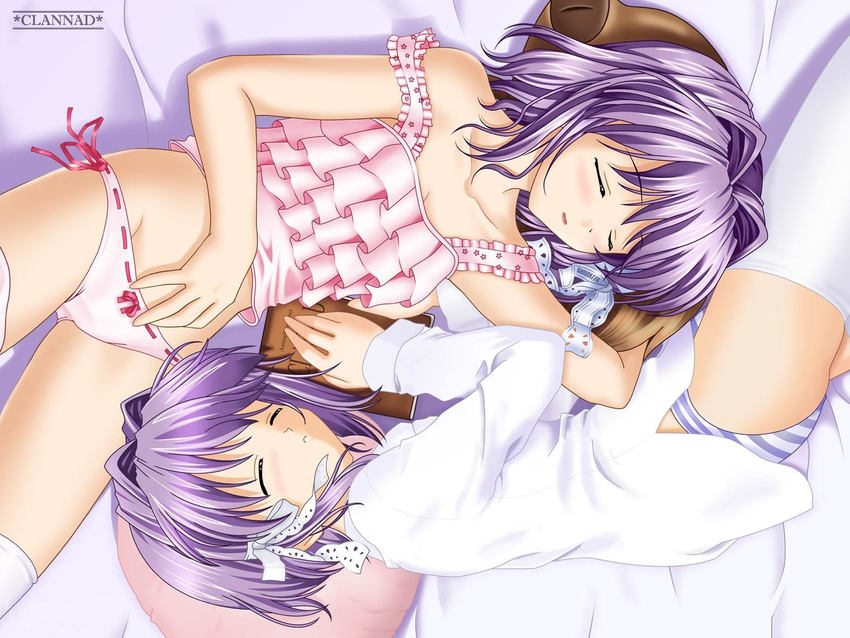 clannad fujibayashi_kyou fujibayashi_ryou knee_socks tagme