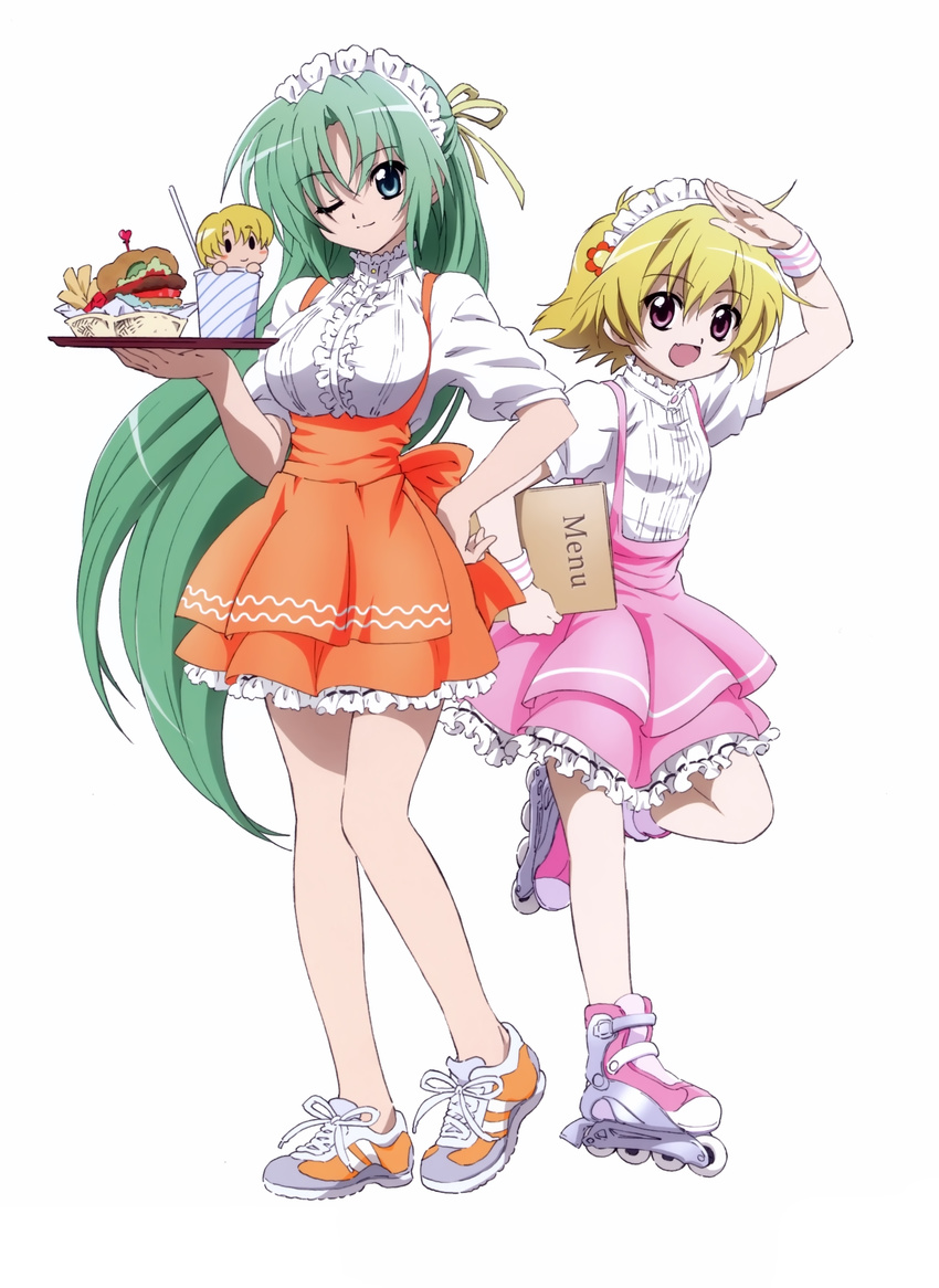 higurashi_no_naku_koro_ni houjou_satoko sakai_kyuuta sonozaki_shion waitress