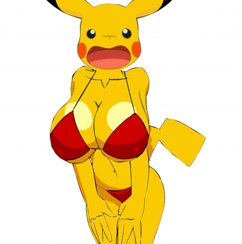 bikini bra breasts open_mouth pikachu pokemon