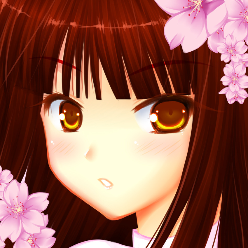 brown_eyes cherry_blossom flower flowers highres hisuri_rii red_hair