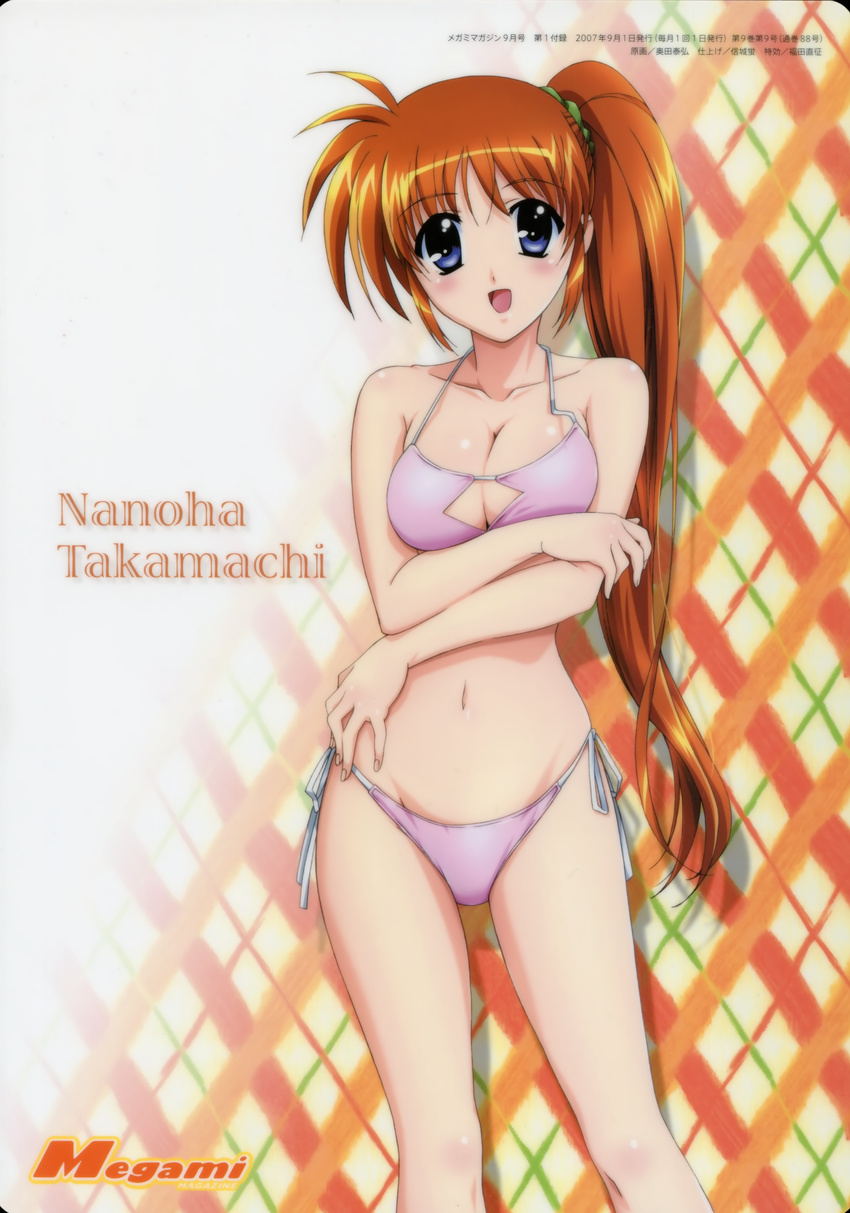 bikini breast_hold cleavage mahou_shoujo_lyrical_nanoha mahou_shoujo_lyrical_nanoha_strikers mizugi okuda_yasuhiro takamachi_nanoha