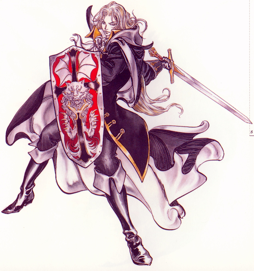 alucard_(castlevania) castlevania castlevania:_symphony_of_the_night kojima_ayami male sword