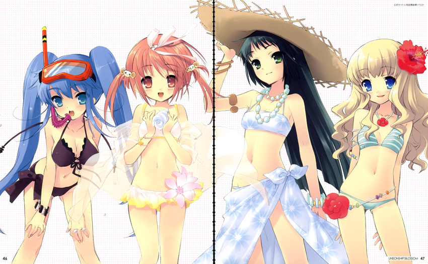 akihime_sumomo bikini cleavage koiwai_flora mizugi nanatsuiro_drops noizi_ito yaeno_nadeshiko yuuki_nona