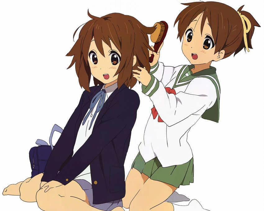 2girls brush hirasawa_ui hirasawa_yui k-on! school_uniform tagme