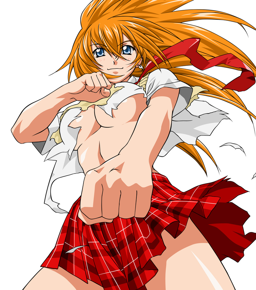 ikkitousen no_bra school_uniform shitapai sonsaku_hakufu torn_clothes vector