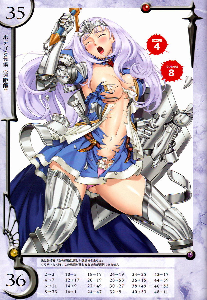 annelotte armor cleavage eiwa pantsu queen's_blade thighhighs torn_clothes
