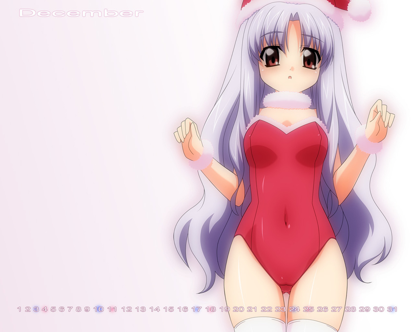 azmaria_hendric calendar chrno_crusade leotard purple_hair sugimura_tomokazu thighhighs