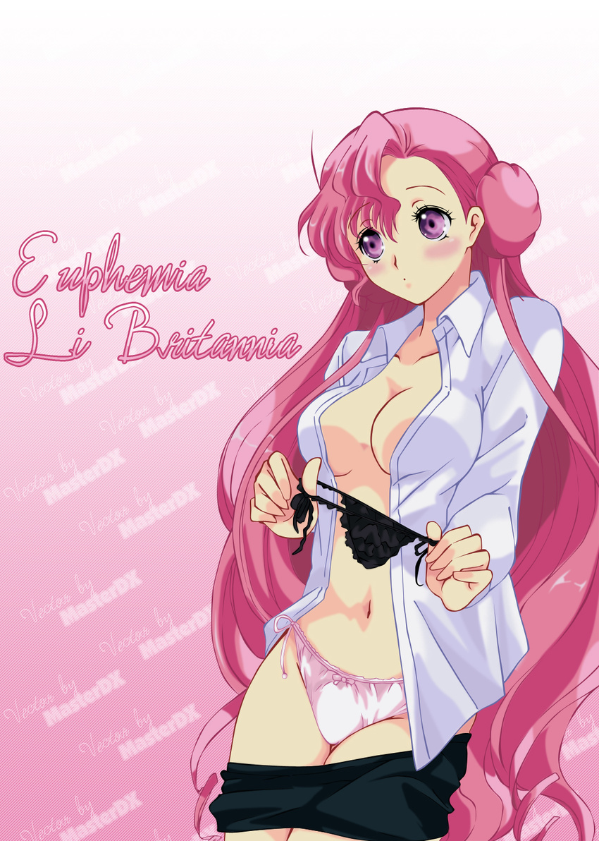 cleavage code_geass dress_shirt euphemia_li_britannia kurimomo no_bra open_shirt pantsu signed tsukako vector