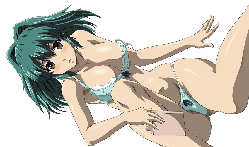 absurdres aqua_hair blush bra breasts brown_eyes cameltoe cassie_lockheart cleavage freezing highres lingerie medium_breasts open_mouth panties solo transparent_background underwear underwear_only vector_trace