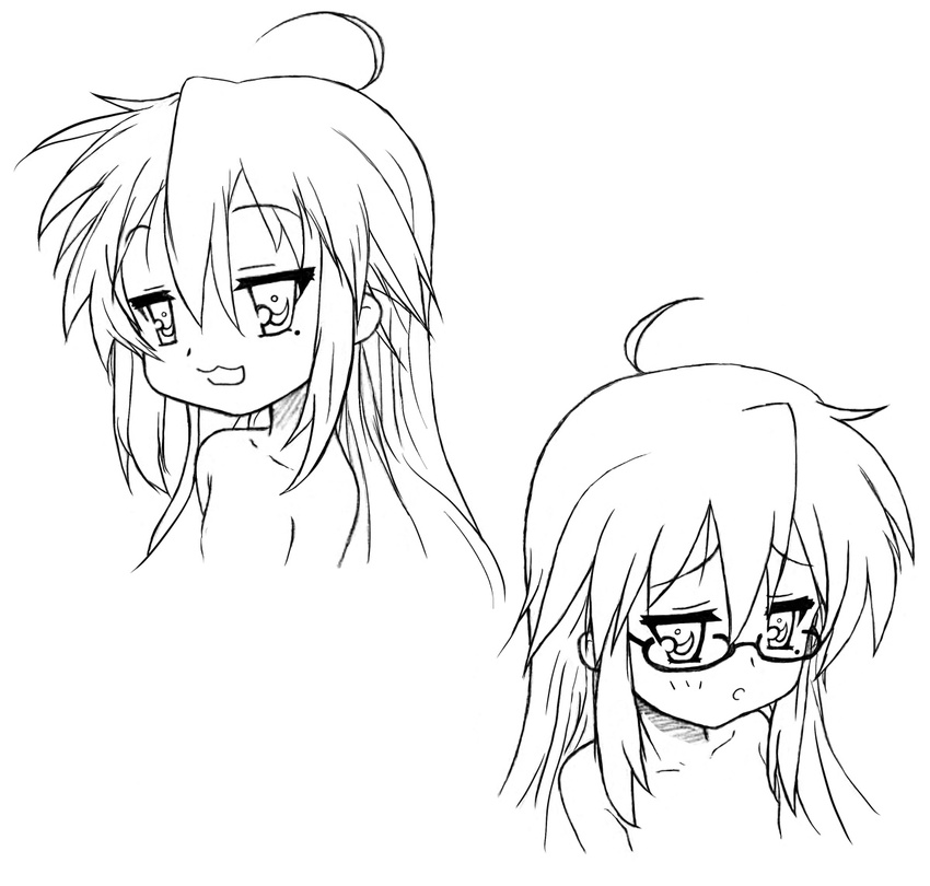 ahoge glasses izumi_konata kurokona long_hair lucky_star mole