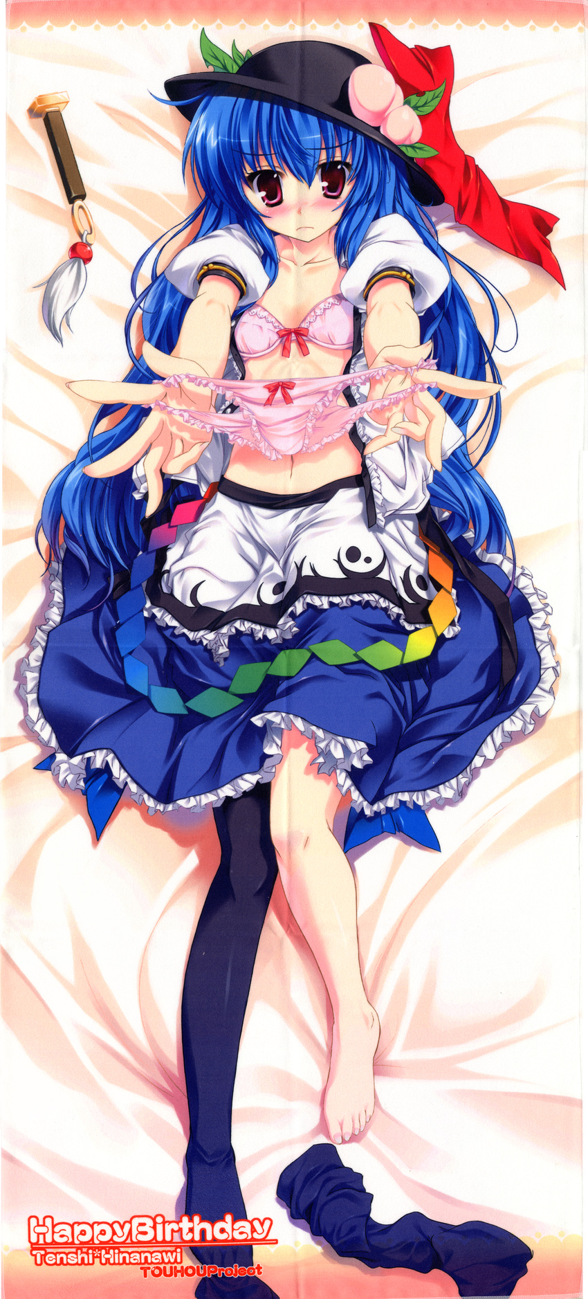 birthday bra fixme hinanawi_tenshi maruchan pantsu thighhighs touhou undressing