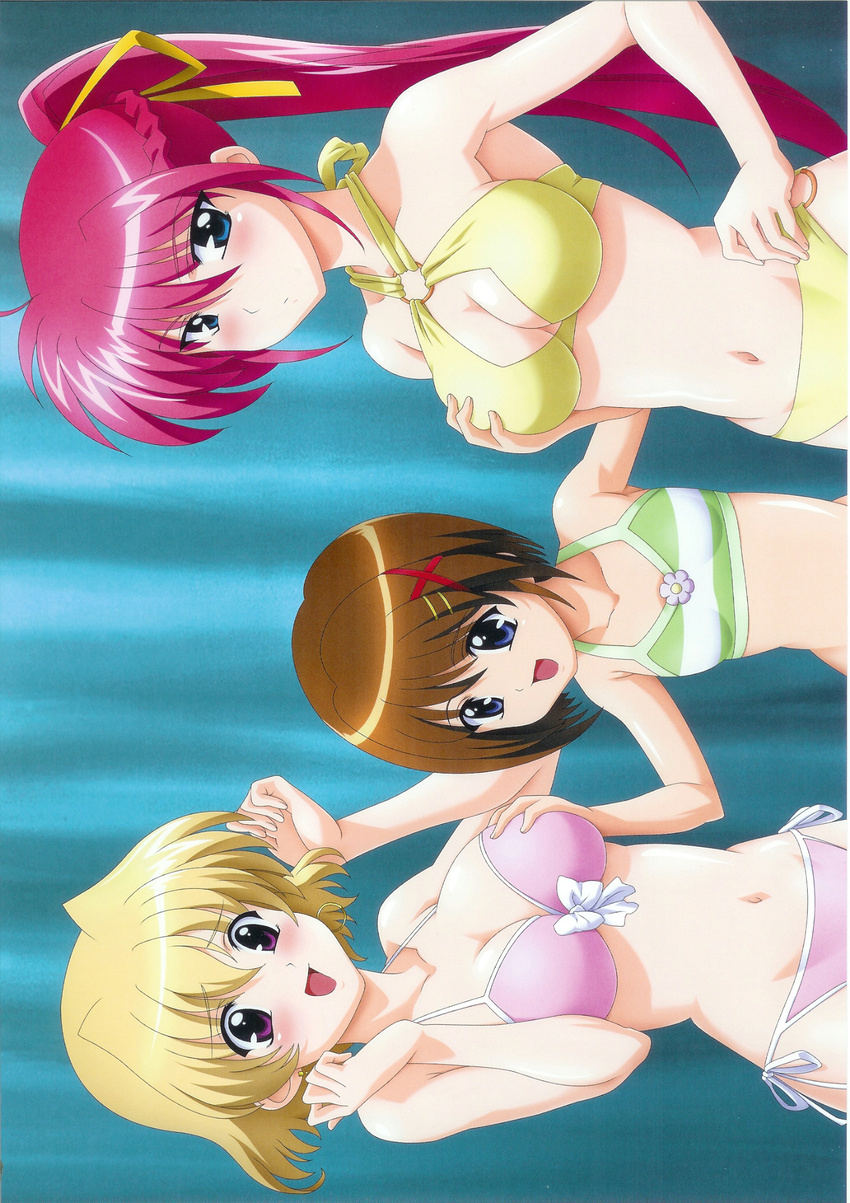 bikini breast_grab cleavage mahou_shoujo_lyrical_nanoha mahou_shoujo_lyrical_nanoha_a's mizugi screening shamal signum yagami_hayate