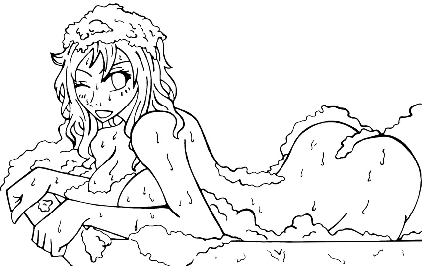 ass bath fairy_tail levy_mcgarden monochrome tagme