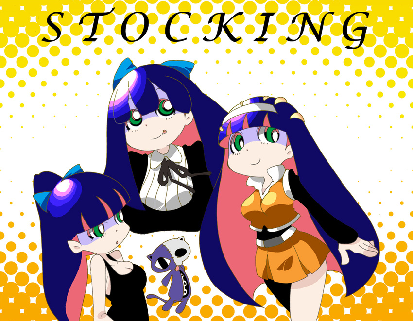 :p artist_request breasts cleavage panty_&amp;_stocking_with_garterbelt smile stocking_(character) stocking_(psg) swimsuit tongue tongue_out