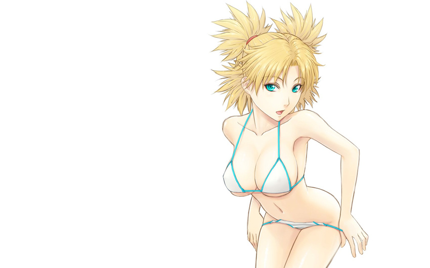 1920x1200 adam700403 aqua_eyes bikini blonde_hair blue_eyes breasts cleavage female highres large_breasts naruto open_mouth solo swimsuit temari undressing wallpaper white_background