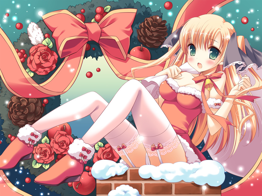 akebi_yusa canvas_3 christmas cleavage garter_belt inugahora_an pantsu stockings thighhighs wallpaper