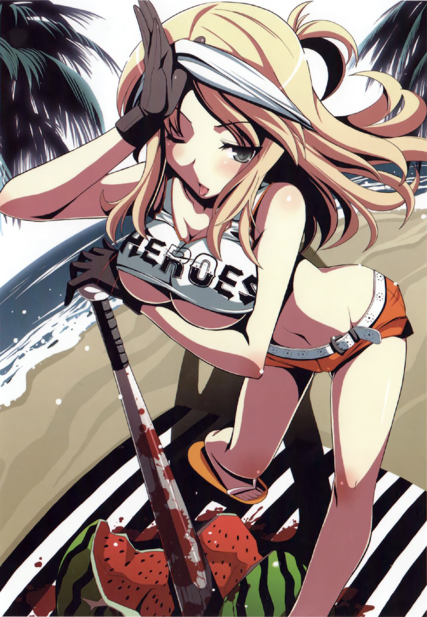 bad_girl breast_hold cleavage cropme feet jpeg_artifacts no_bra no_more_heroes shitapai tsurugi_hagane