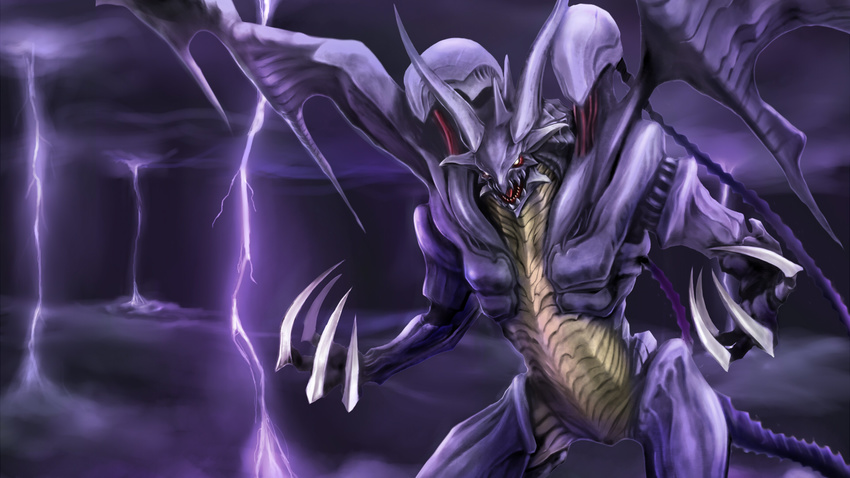 bahamut_(final_fantasy) claws dark dragon final_fantasy final_fantasy_xi highres kotorippi lightning male_focus no_humans open_mouth solo