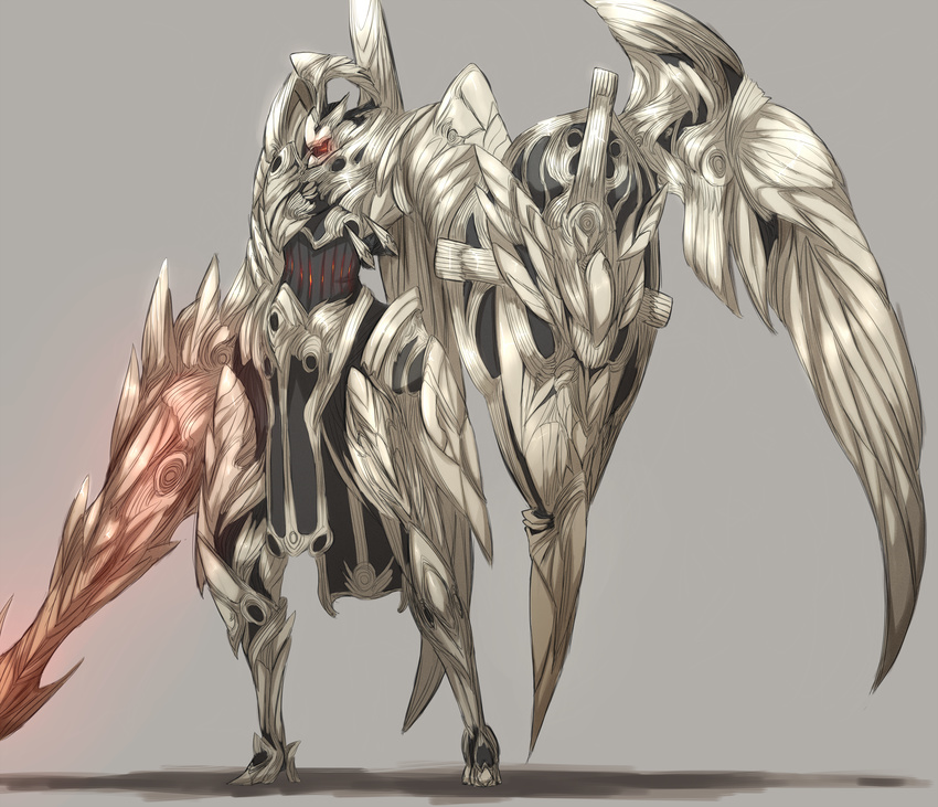 bad_id bad_pixiv_id ganesagi greaves helmet highres huge_weapon knight mecha no_humans original shield sword weapon wings