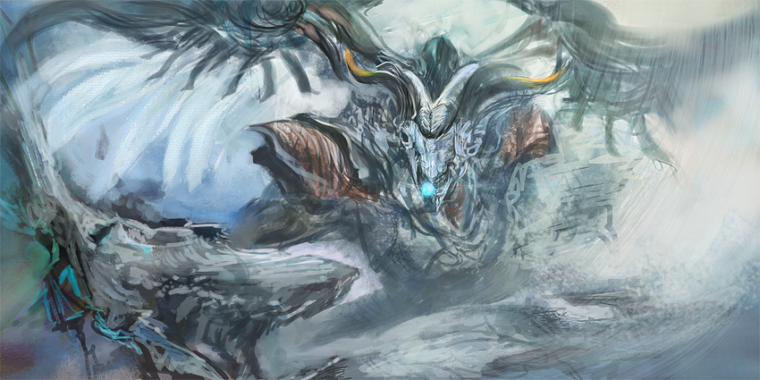 bad_pixiv_id bahamut bahamut_(final_fantasy) bahamut_shin dragon energy_ball final_fantasy final_fantasy_vii final_fantasy_vii_advent_children hayaken no_humans solo wings