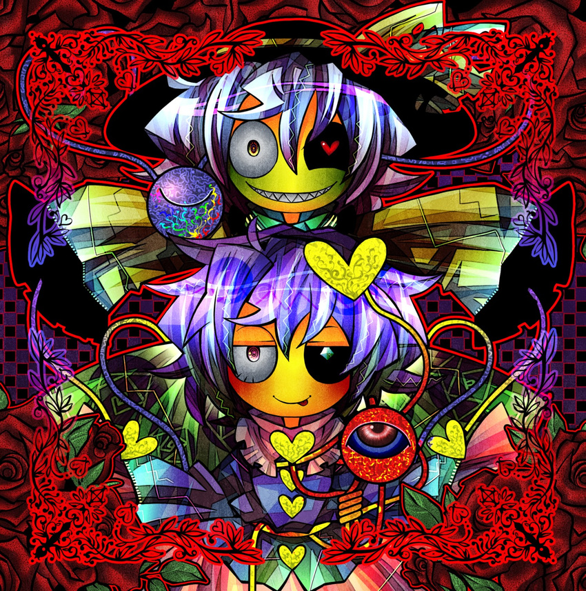 acid_trip album_cover bad_id bad_pixiv_id black_sclera cover hat highres komeiji_koishi komeiji_satori mismatched_sclera multiple_girls ninomae siblings sisters touhou