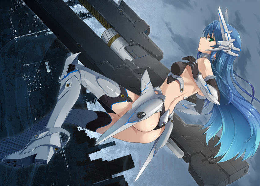 blue_hair green_eyes gun mechagirl prime weapon