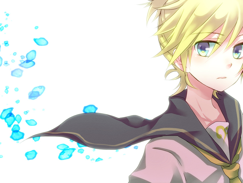 *~* bass_clef blonde_hair blue_eyes boy concerned emirio_(emilion) highres kagamine_len male male_focus necktie sailor_collar shirt solo vocaloid white_shirt worried