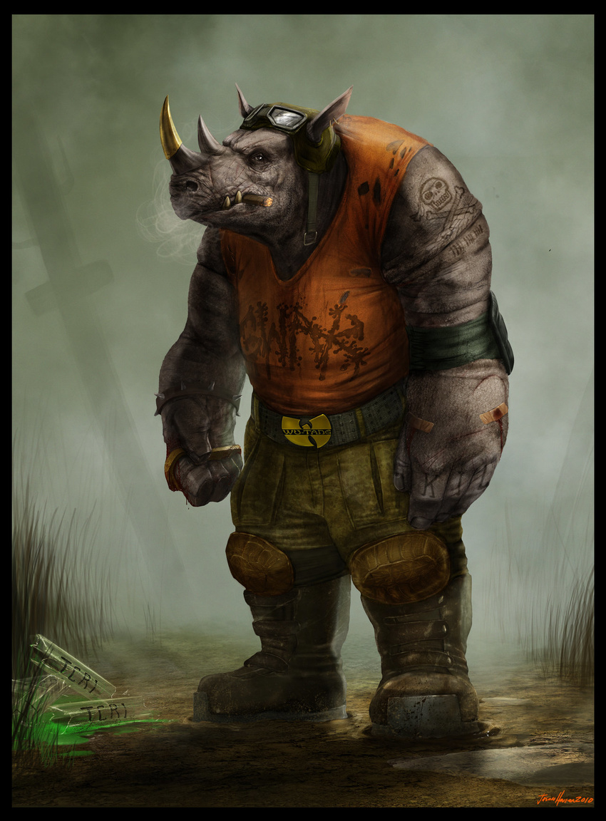 cigar male mammal rhino rhinoceros rocksteady sharpwriter solo teenage_mutant_ninja_turtles