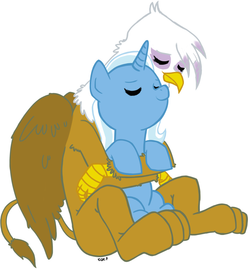 avian doucheception equine female feral friendship_is_magic gilda_(mlp) gryphon horn mammal my_little_pony plain_background tgtf13 transparent_background trixie_(mlp) unicorn wings