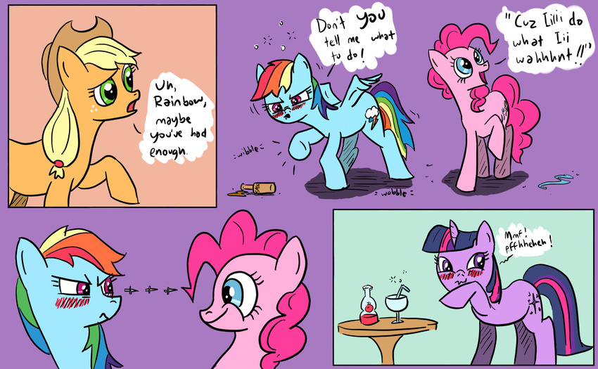 angry applejack_(mlp) blue_eyes blue_fur blush bottles comic cutie_mark drunk drunken equine female feral freckles friendship_is_magic fur green_eyes group horn horse knife mad mammal model_sheet my_little_pony owned parody pegasus pink_fur pinkie_pie_(mlp) pissed plasters-ponies pony purple_eyes rainbow_dash_(mlp) staring_daggers twilight_sparkle_(mlp) unicorn wings