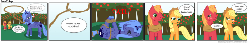 big_macintosh_(mlp) blush brother_and_sister comic cutie_mark despisedandbeloved equine fail female feral friendship_is_magic group horn horse lasso male mammal my_little_pony pony princess_luna_(mlp) sibling winged_unicorn wings