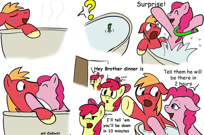 applebloom_(mlp) big_macintosh_(mlp) caluriri comic cub draft_horse english_text equine female feral friendship_is_magic fur group horse imminent_rape male mammal my_little_pony pink_fur pinkie_pie_(mlp) pinkie_pie_out_of_fucking_nowhere plain_background pony text white_background young