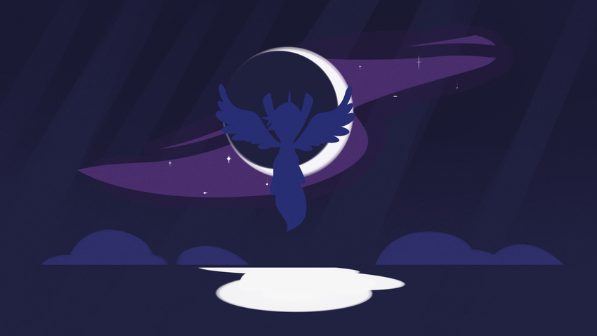 equine female feral friendship_is_magic horn horse mammal moon my_little_pony pegacorn pony princess_luna_(mlp) shadow solo wallpaper widescreen winged_unicorn wings