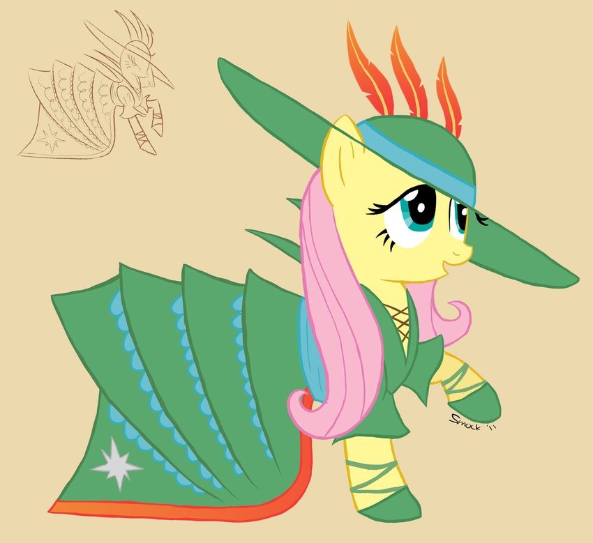 dress equine feathers female feral fluttershy_(mlp) friendship_is_magic hair haute_couture horse mammal my_little_pony pegasus pink_hair pony smockhobbes solo