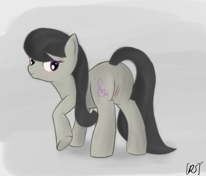 butt cutie_mark equine female feral friendship_is_magic hair horse mammal my_little_pony octavia_(mlp) pony presenting presenting_hindquarters pussy resistance-of-faith smile solo standing unknown_artist