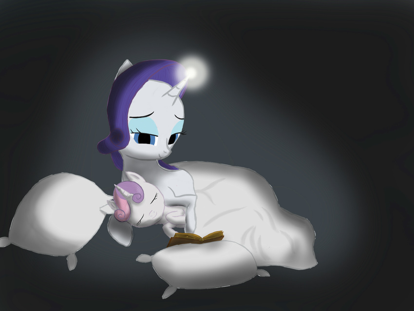 cub equine female feral friendship_is_magic horn mammal my_little_pony night rarity_(mlp) sleeping sweetie_belle_(mlp) unicorn unknown_artist wallpaper young