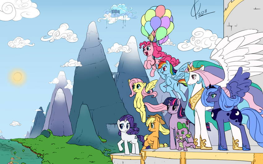 alicorn armor awesome ballons balloons blonde_hair blue_eyes blue_hair cloud color crown cub cutie_mark dragon epic equine female feral fluttershy_(mlp) forest forst friendship_is_magic fur green_eyes group hair hat horn horse house long_hair male mammal mane_six mountain multi-colored_hair my_little_pony pegasus pink_eyes pink_fur pink_hair pinkie_pie_(mlp) pony princess princess_celestia_(mlp) princess_luna_(mlp) purple_eyes purple_hair rainbow_dash_(mlp) rainbow_hair rarity_(mlp) royalty scalie short_hair spike_(mlp) sun tree twilight_sparkle_(mlp) unicorn unofficial_coloring valcron winged_unicorn wings wood young