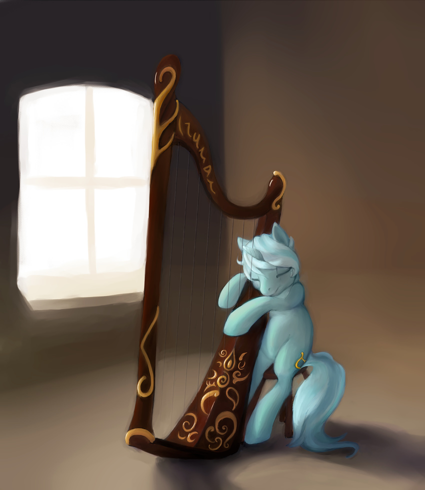bistromatic concentration equine eyes_closed female friendship_is_magic happy harp lyra_(mlp) music my_little_pony solo unicorn