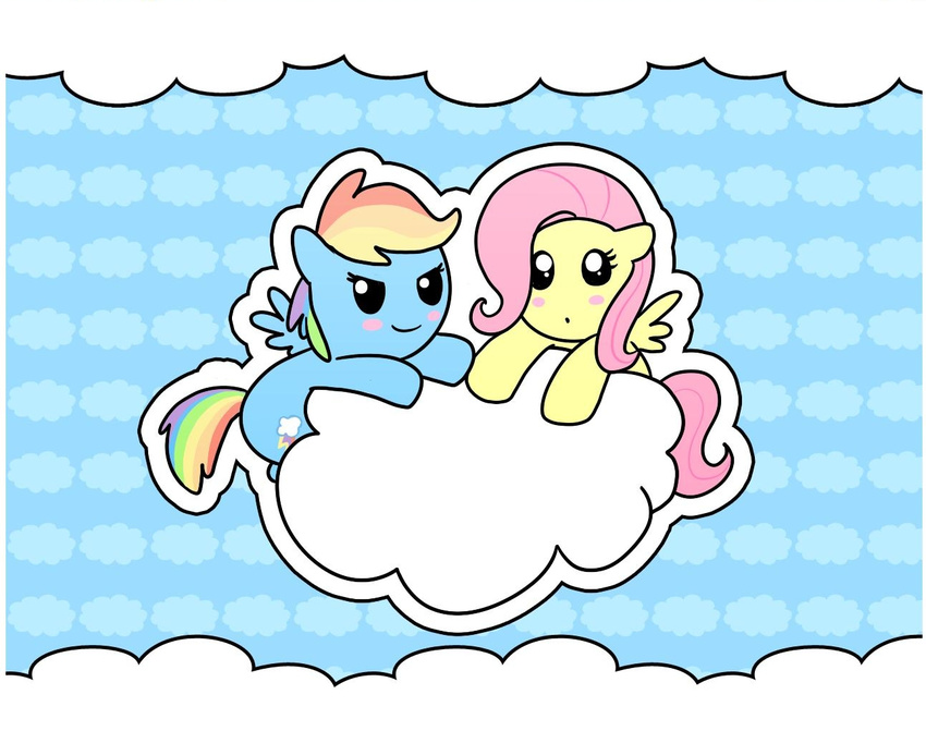 cloud cute equine female feral fluttershy_(mlp) friendship_is_magic horse madmax mammal my_little_pony pegasus pony rainbow_dash_(mlp) wings