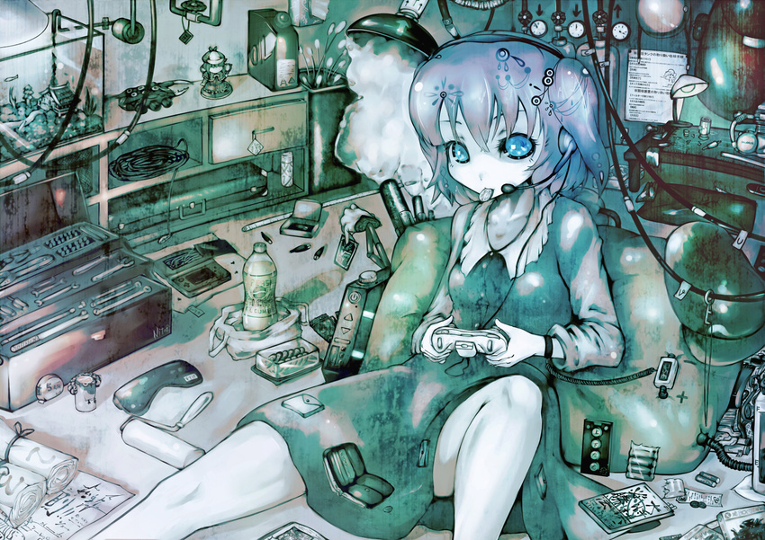 bad_id bad_pixiv_id bottle controller game_console game_controller headset kawashiro_nitori koohee lamp sitting solo toolbox touhou visor xbox_360