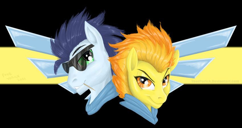 equine female friendship_is_magic horse male mammal my_little_pony pegasus pony poor_yorick poster skinsuit soarin_(mlp) spitfire_(mlp) wonderbolts_(mlp)