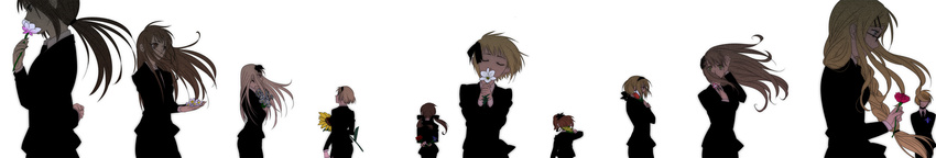 absurdres alternate_costume arm_behind_back arm_behind_head arm_up arms_behind_back arms_up axis_powers_hetalia bad_id bad_pixiv_id belarus_(hetalia) belgium_(hetalia) blonde_hair blue_eyes bouquet bow braid brown_eyes brown_hair child closed_eyes flower formal glasses green_eyes hair_bow hair_flower hair_ornament hair_over_shoulder hair_ribbon hairband hairclip hand_on_head head_tilt highres hungary_(hetalia) jeanne_d'arc_(hetalia) liechtenstein_(hetalia) long_hair long_image looking_up miyamayomema monaco_(hetalia) multiple_girls necktie ponytail principality_of_wy_(hetalia) ribbon seychelles_(hetalia) short_hair siblings side_ponytail simple_background single_braid sisters smile standing suit taiwan_(hetalia) twintails ukraine_(hetalia) vietnam_(hetalia) white white_background wide_image wind