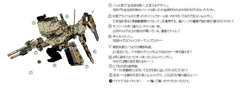 armored_core armored_core_5 chibi from_software gun mecha rifle super_deformed translation_request weapon